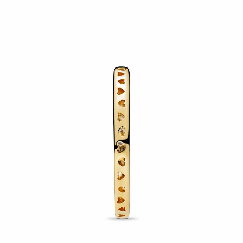 Pandora Australia Shine™ Signature Hearts Stackable Ring - 18ct Gold Plated | GMHFDP409